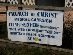advertisement at the church building