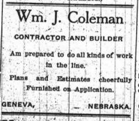 coleman ad tuma family cole surname geneva earliest gazette 2x2 known example found