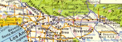 California map from Santa Monica to San Bernardino