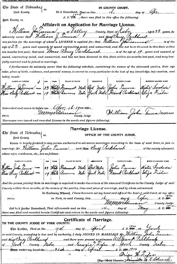 image of marriage record {174Kb}